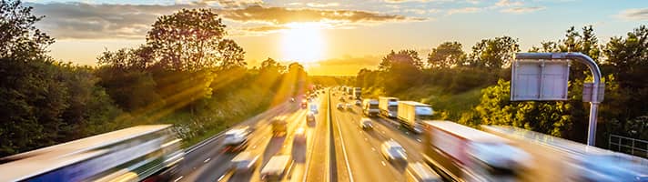 Busy motorway traffic.